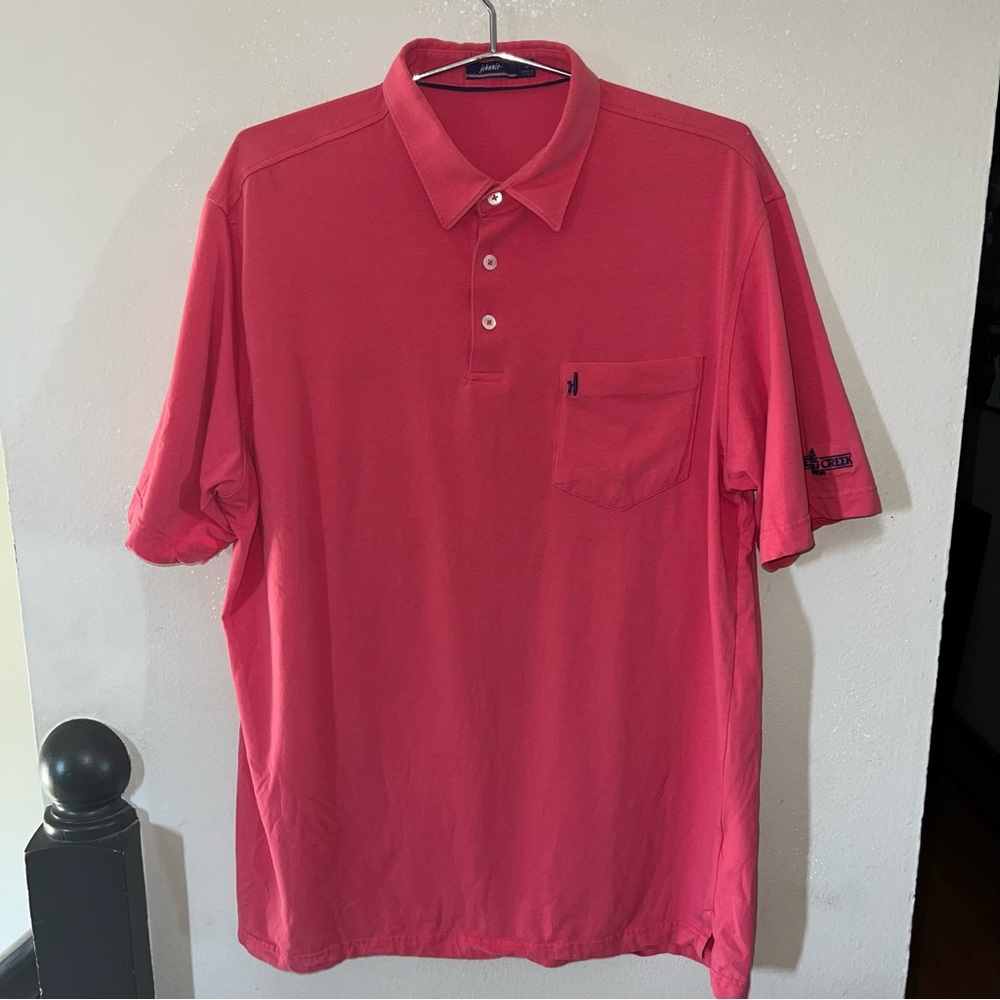 Johnnie-O Men’s Pink Golf Polo Shirt – Timber Creek Golf Logo – Size Large